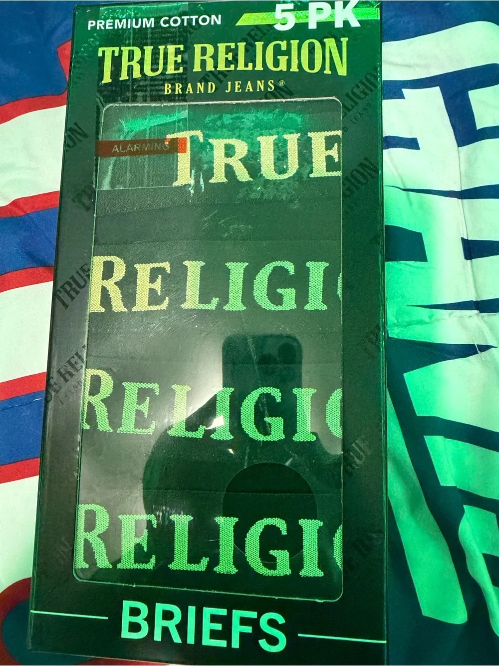 True Religion Men's Briefs 5-Pack in Black and Blue Packaging